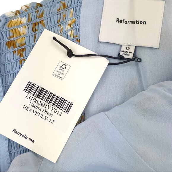 Reformation Nadira Midi Dress Heavenly Floral Blue Summer Wedding Guest - Picture 11 of 12